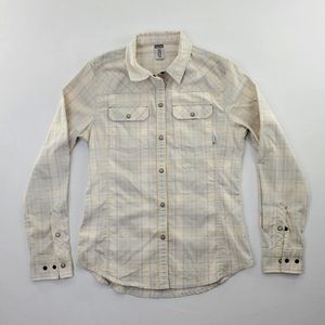 STIO Esther Plaid Flannel Shirt Womens sz Medium Pearl snap button